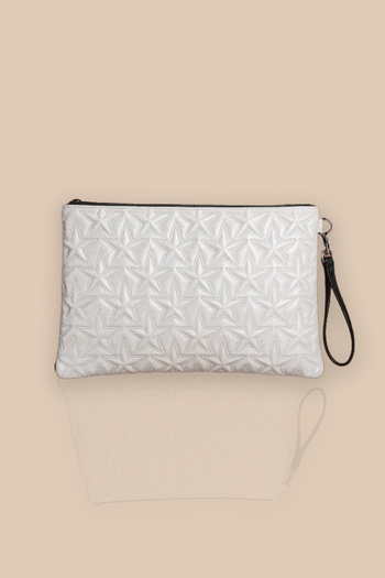Ecrou White Portfolio Bag with Star Pattern