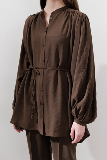 Manuka Tunic with Tie Brown