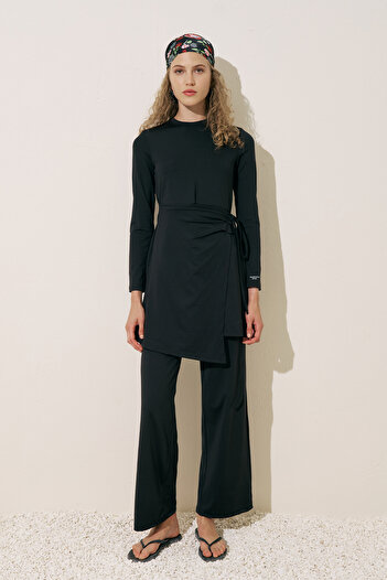 Manuka Envelope Skirted Swimsuit Dress Black