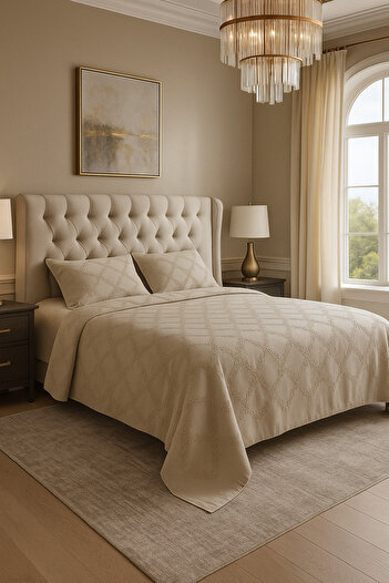 Çeyiz Bahçesi 3 Piece Cappuccino Size Nova Personality Bedspread