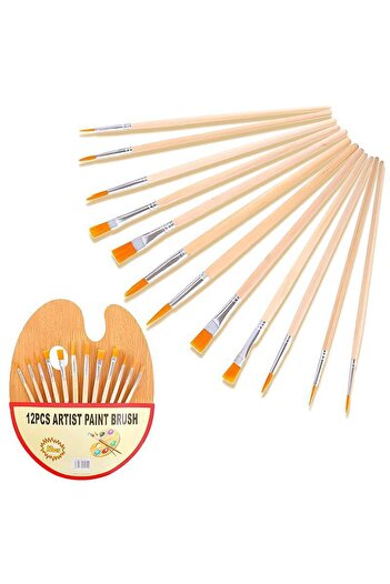 Weather Forecast 12 Pieces Horse Hair Oil Acrylic and Watercolor Brush Set Paint Palette Set cin551