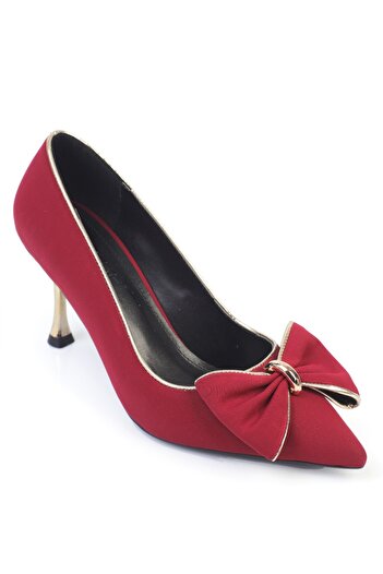 Capone Outfitters Marigold Metal Medium Heel Bow Satin Women's Stylish Shoes
