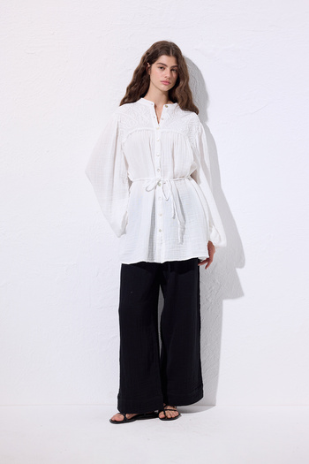 Manuka Muslin Tie Trousers Black