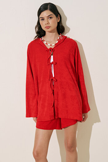 Manuka Towel Fabric Kimono Red