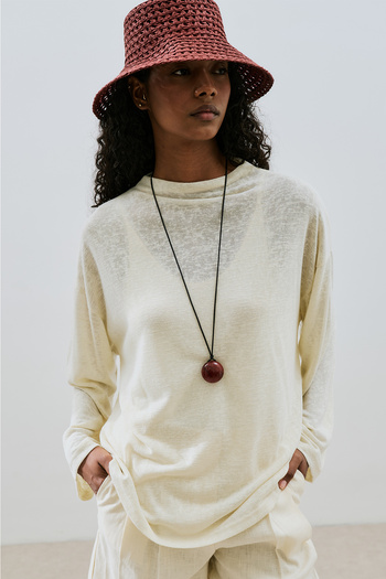 Manuka Linen mixed beige blouse