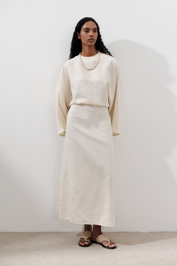 Manuka Linen Wide Tie Dress Vanilla