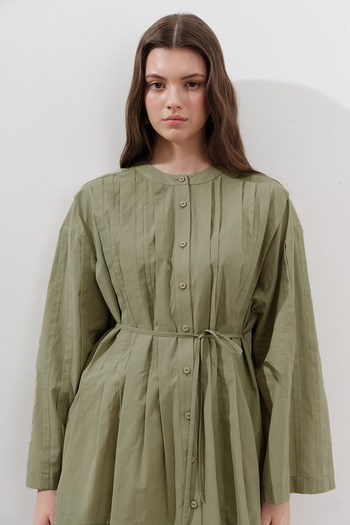 Manuka Ribbed Wide Sleeve Tunic Çağla