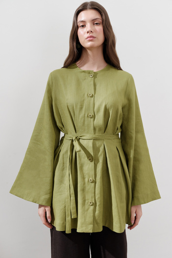 Manuka Linen Pencil Tunic Apple Green