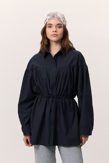 Manuka Tunic with Drawstring Detail Navy Blue