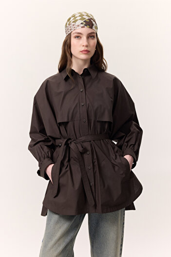 Manuka TRENCH DESIGN KOŠILE ČOKOLÁDOVÁ
