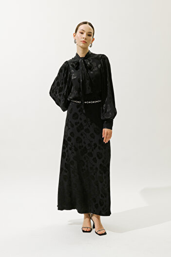 Manuka Jacquard Satin Skirt Black