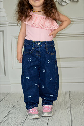 Ede Tekstil Jeans Girl's Embroidered Denim Pants