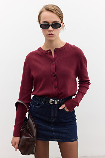 Manuka Claret Red Knitwear Cardigan - Soft Textured