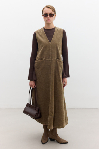 Manuka Κοτλέ Φόρεμα Gilet - Camel