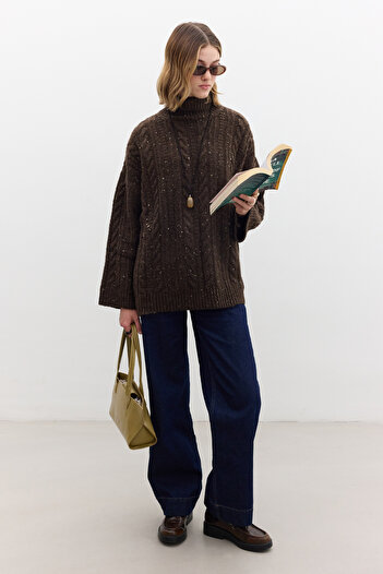 Manuka Brown High-Rise Knit Sweater