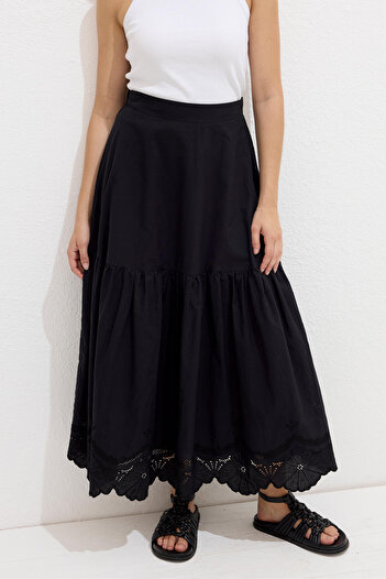 Manuka Black Embroidered Skirt