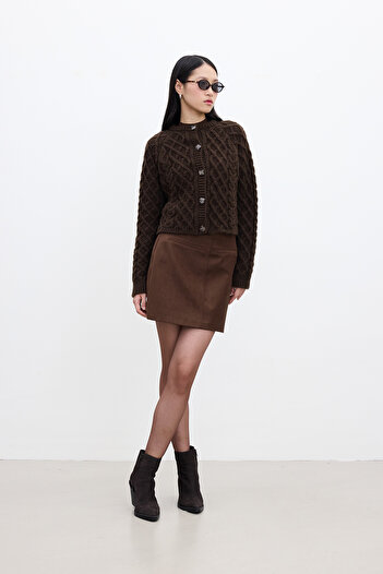 Manuka Leather Mini Skirt - Faux Brown