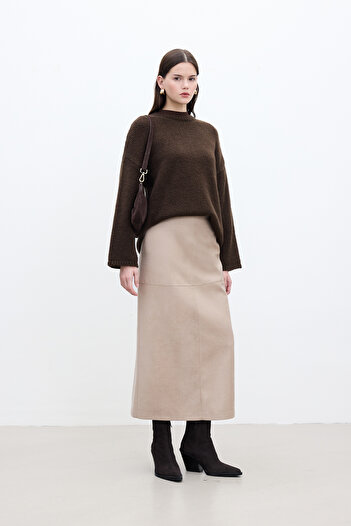 Manuka Faux Leather Skirt - Sand Color