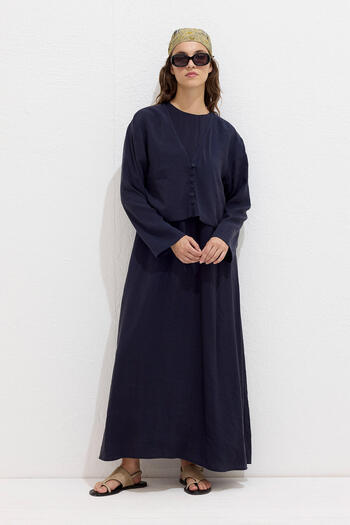 Manuka Μπλούζα Navy Blue Modal με κουμπιά