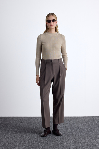 Manuka Mink Cut Classic Pleat Detailed Trousers