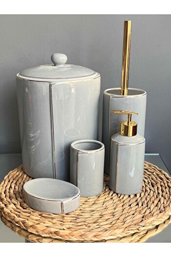 ROSSEV Gray Porcelain Denver Bathroom Set - 5 Pieces