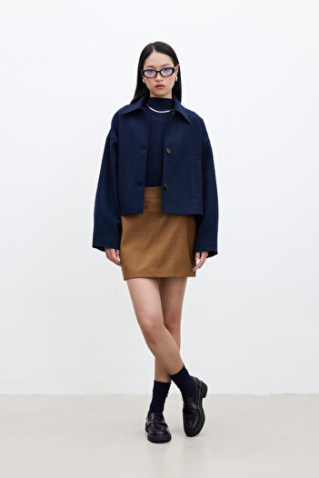 Manuka Camel Suni Leather Mini Skirt