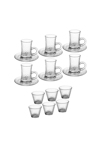 Dania Saudi tea and coffee set made of pure glass consisting of 6 tea cups + 6 tea saucers + 6 coffee
