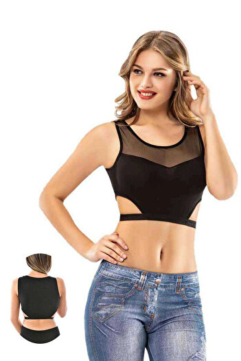 shopwave Kota 6 Pieces Black Tulle Model Bustier 6227