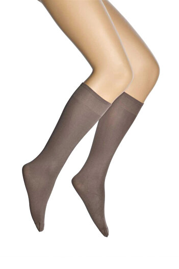 shopwave 12 Pieces Micro 70 Knee Length Women's Socks Mink 86