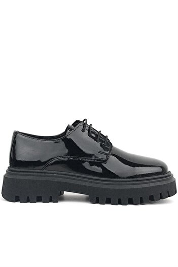 Rakerplus Black Patent Leather Lace-up Oxford Casual Shoes