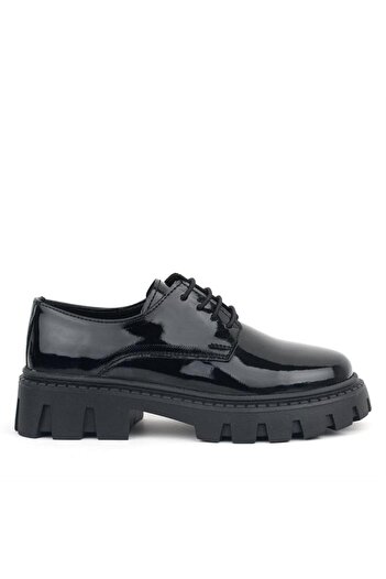 Rakerplus Black Patent Leather Lace-Up Girls Oxford School Shoes