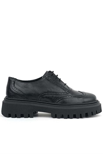 Rakerplus Black Wrinkled Patent Leather Genuine Leather Laced Oxford Casual Shoes