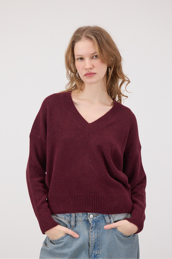 Addax V-Neck Long Sleeve Knitwear Sweater K3435-B1