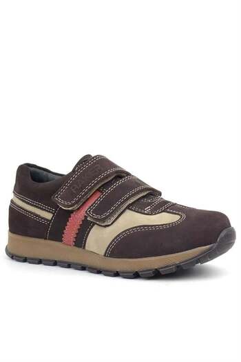 Rakerplus Brown Children's Sneakers - Genuine Leather and Velcro