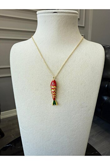 Store Red Enamel Fish Steel Luck Pendant