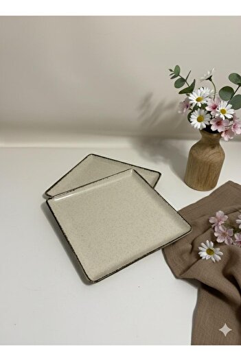 Kütahya Porselen Tan 2 Pieces 25X25 cm Flat Plate Cinnamon (with Emblem)