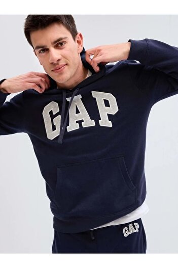 GAP Ανδρικό φούτερ με κουκούλα V-Heritage Logo Po 850834 ΣΚΟΥΡΟ ΜΠΛΕ