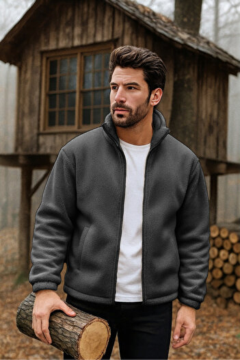 GHASSY CO. Ανδρικό φούτερ με φερμουάρ Pro Thermal Inner Outer Sherpa Φθινοπωρινό και Χειμερινό με φερμουάρ