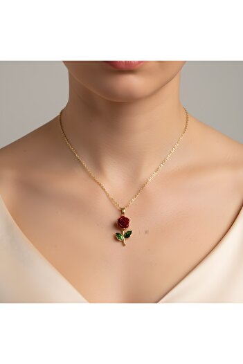 Store Rose Necklace with Steel Chain