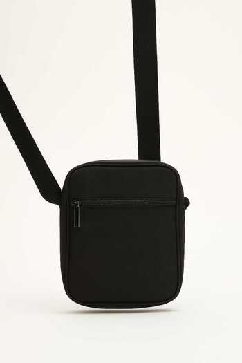 ÇANTA Black Leather Look Unisex Side Cross Back Chest Waist Bag with Headphone USB Mobile Phone Compartment