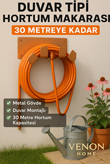 VENON BAKIR Duvar Tipi Metal Hortum Askısı Siyah Metal Hortum Askılığı - Bahçe Hortumu Tutucu Kanca