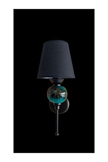 DEDE Single Perge Applique Black with Black Painted Black Hat with Green Ceramic