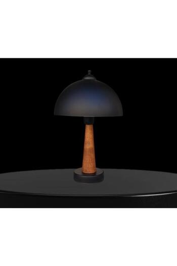 DEDE Legna Lamp Shade Black Rattan Brown Hat Wooden Body