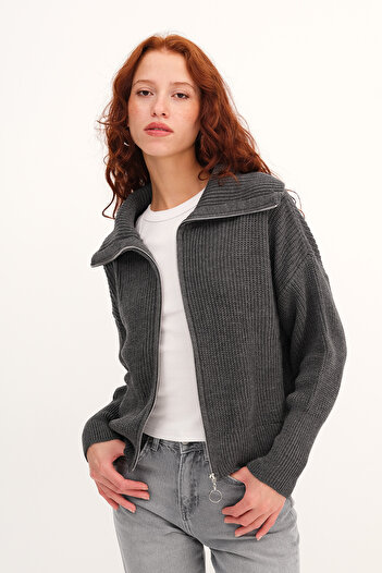 Addax Zippered Knitwear Cardigan H2887