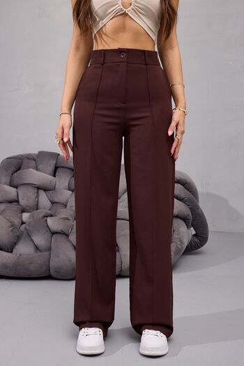 BİKELİFE Women's High Waist Lycra Wide Leg Striped Comfortable Cut Trousers