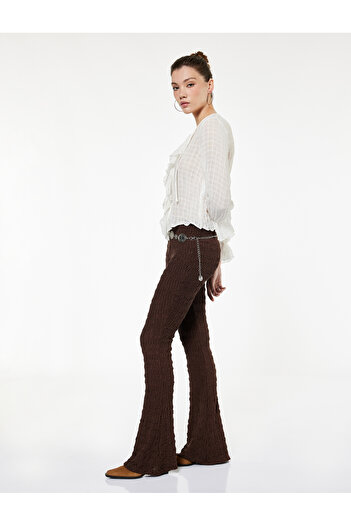 Koton Bürümcük High Waist Spanish Leg Pants