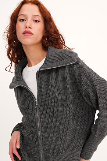 Addax Zippered Knitwear Cardigan H2887