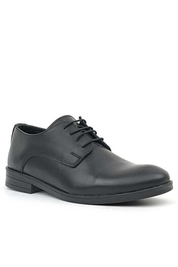 Rakerplus Black Genuine Leather - Leather Laced Oxford Children's Shoes
