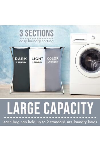 Generic Laundry sorting basket, black/white, 70×60×40 cm