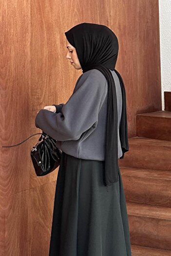 lamelif Off shoulder three thread sweatshirt gray